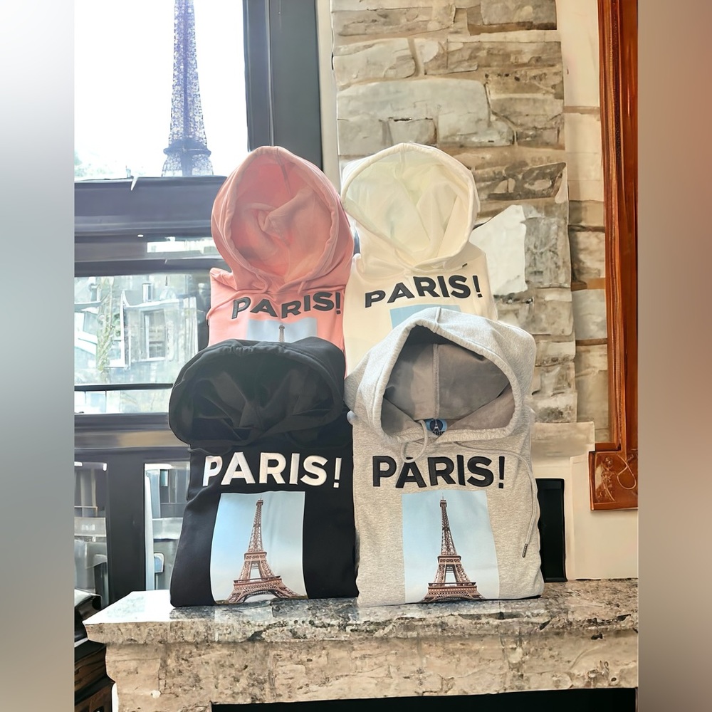 420g French Black hoodie with fox velvet and 3D embroidery